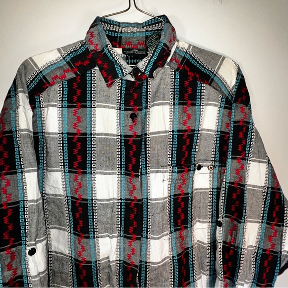 Cabin Creek‎ Women Top Medium Blue Plaid Flannel Long Sleeve  Button Up Collar - Picture 2 of 6